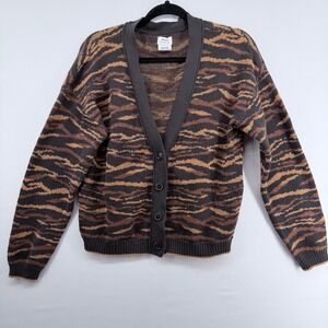 RVCA Tiger Stripe Knit Cardigan Sweater Women's M